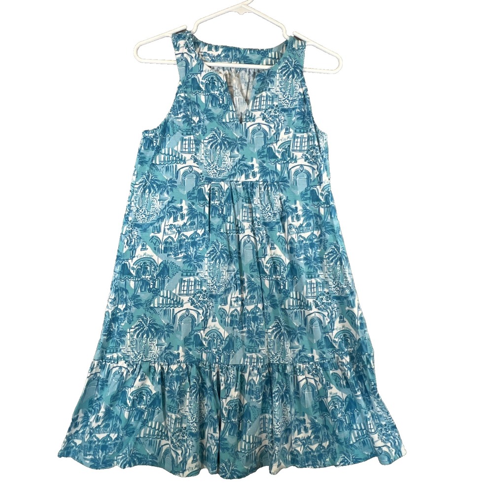 LILLY PULITZER LINDY Dress in Amalfi Blue Sunny State Of Mind Cotton Size‎ XS